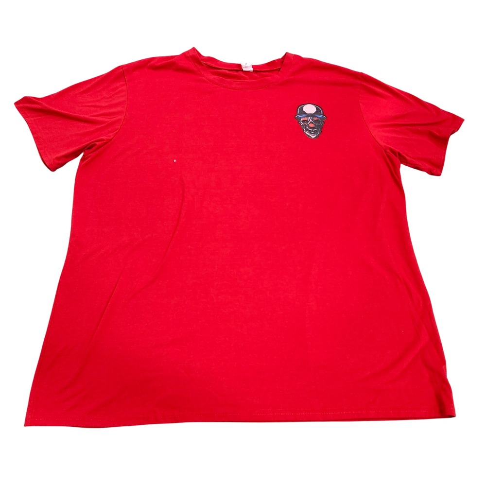 Chicyea Mens Red Skull Clown Graphic T-Shirt Streetwear Short Sleeve Tee 16619